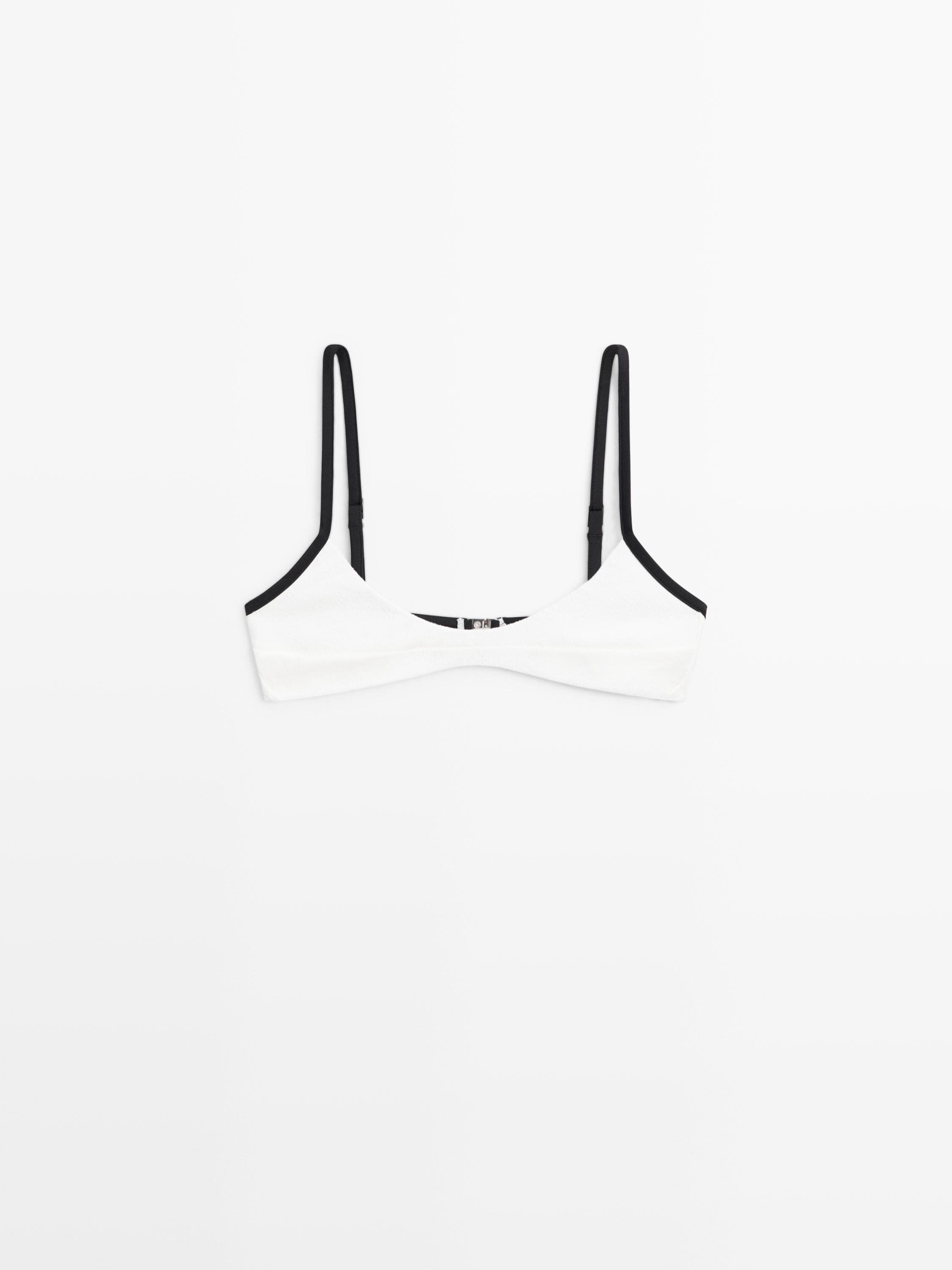 Contrast textured bikini top